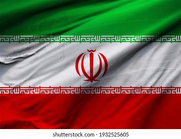 Islamic Republic Of Iran Flag Blowing In The Wind. Background Texture. Tehran. 3d Illustration. 3d Render.