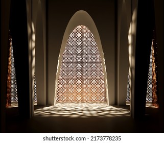 Islamic Windows Ornament Shadow Light 3d Rendering