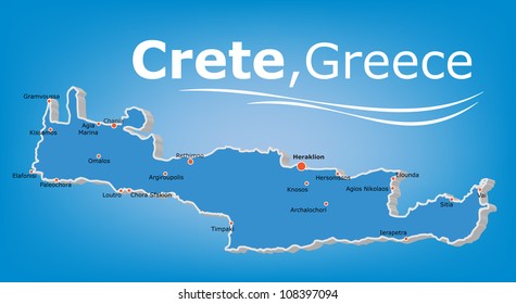 Island Of Crete Map, Greece