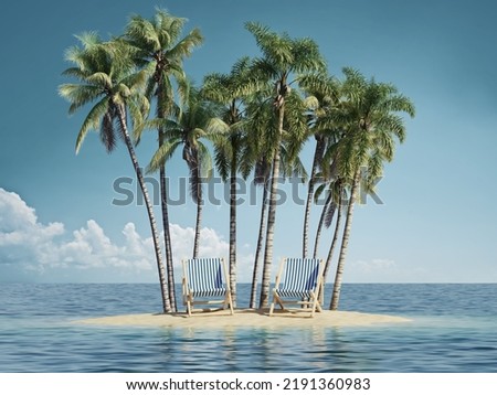 Similar – Image, Stock Photo Beach chair, sandy beach, sea and sun breaks through clouds with its rays