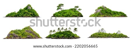 islands, collection of islets isolated on white background, 3d illustration Сток-фото © 