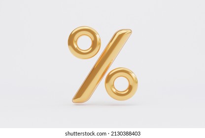 Isolate of golden percentage sign symbol on yellow for discount, sale promotion concept by 3d render.