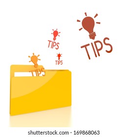 isolated 3d file folder with three tip symbol flying into it
