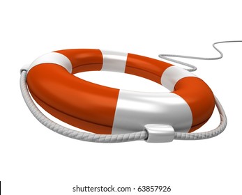 Isolated 3d life buoy with rope