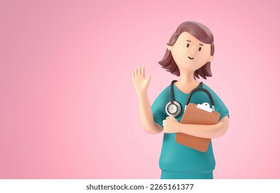 Isolated 3D Nurse. 3D Illustration - Powered by Shutterstock