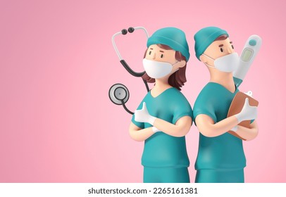 Isolated 3D Nurse. 3D Illustration - Powered by Shutterstock