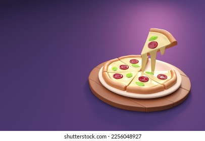 Isolated 3D Pizza. 3D render