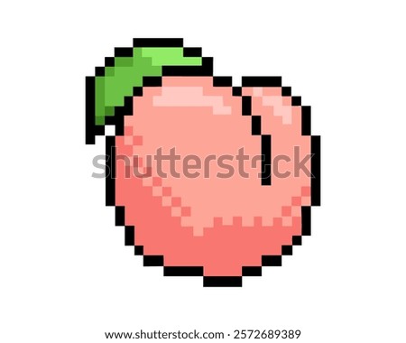 The isolated 8 bits pixel art red organic peach icon
