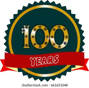 Isolated Abstract Gold 100th Anniversary Logo 