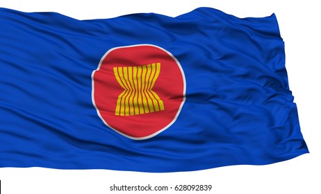 Isolated ASEAN Flag, Waving On White Background, High Resolution