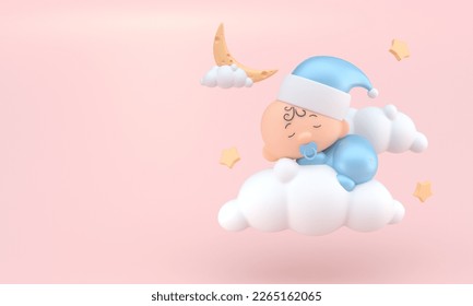 Isolated Baby Sleeping. 3D Illustration - Powered by Shutterstock