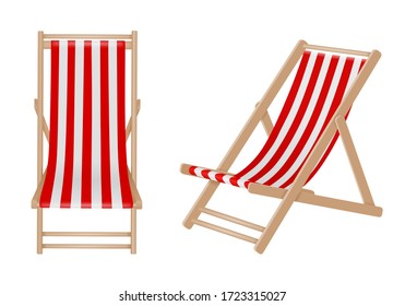 Isolated Beach Wooden Deck Chairs