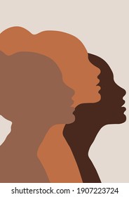 Isolated Beautiful Woman Face Silhouette With Brown  Theme