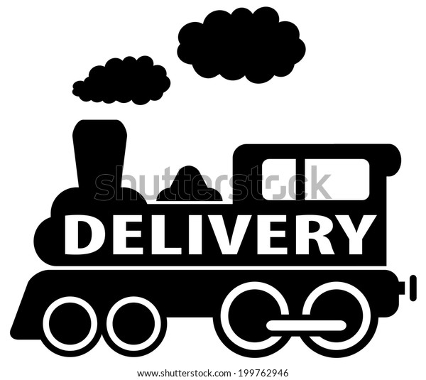 isolated black delivery train moving - cargo\
shipping icon