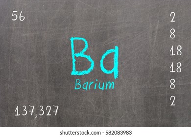 Isolated blackboard with periodic table, Barium, chemistry