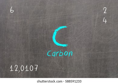 Isolated blackboard with periodic table, Carbon, Chemistry
