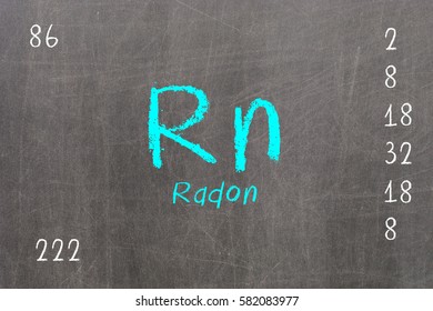 Isolated blackboard with periodic table, Radon, chemistry