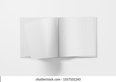 Isolated blank 3d rendering open square greeting cards on white - Shutterstock ID 1557101243