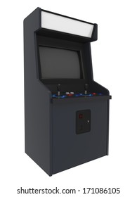 A Isolated Blank Coin Operated Arcade Machine.