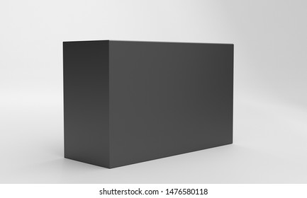 Isolated Blank Package. Black Product Box. 3D Render