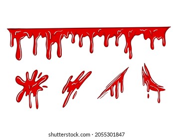 Isolated Blood cartoon package. Blood illustration pack. Blood dripping