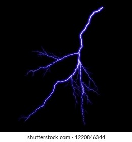 Isolated blue thunderstorm on the black background, lighting effect for photos and artworks.