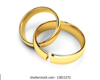 Isolated Broken Gold Wedding Rings