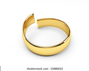 Isolated Broken Gold Wedding Rings