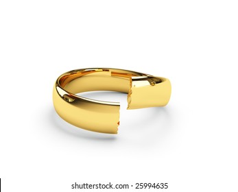 Isolated Broken Gold Wedding Rings