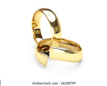 Isolated Broken Gold Wedding Rings