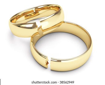 Isolated Broken Gold Wedding Rings