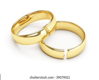  Isolated Broken Gold Wedding Rings