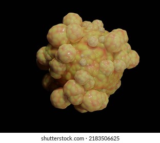 Isolated Cancer Cell Or Tumor Cell 3d Rendering In The Black Background