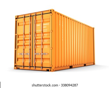 Isolated Cargo Container On The White Background