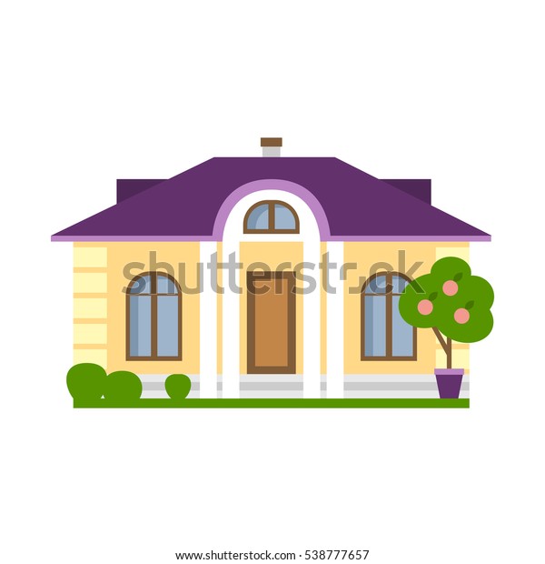 Isolated Cartoon House Simple Suburban House Stock Illustration