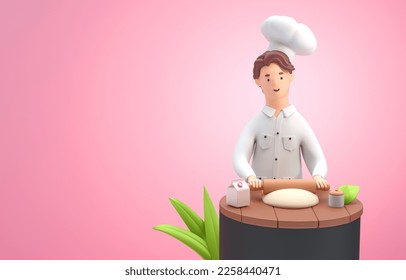 Isolated Chef Kneading. 3D Illustration - Powered by Shutterstock