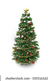 Magnificently Decorated Christmas Tree Front White Stock Photo ...