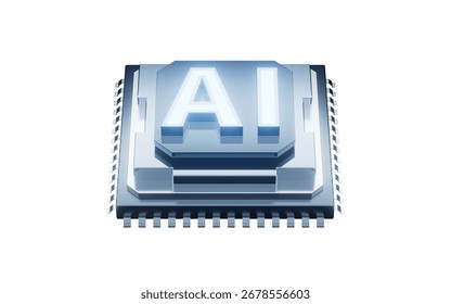 Isolated circuit core and artificial intelligence concept, 3d rendering. 3D illustration.