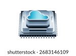 Isolated circuit core and cloud computing concept, 3d rendering. 3D illustration.