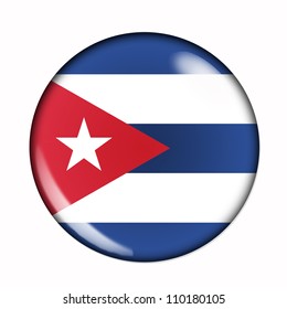An isolated circular flag of Cuba