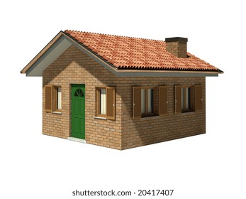 Isolated Classic Brick House Model Background