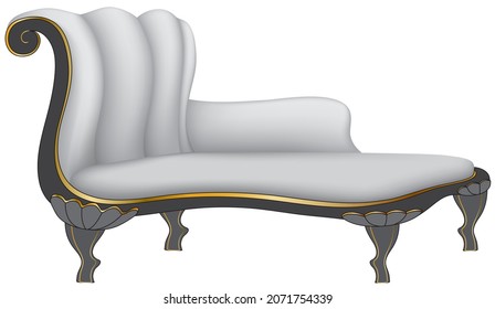 isolated classic daybed on white with path, illustration