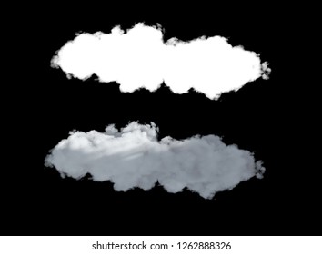 Isolated Clouds Over Black 3d Render Alpha Channel