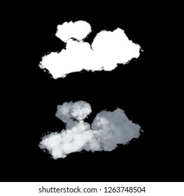 Isolated Clouds Over Black 3d Render Alpha Channel