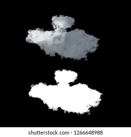 isolated clouds over black 3d render alpha channel