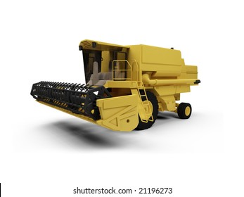 Isolated Combine Harvester On A White Background