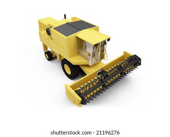 Isolated Combine Harvester On A White Background