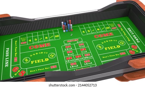 Isolated craps table and piles of stamps.3d rendering.