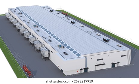 Isolated Data Center Building.3d rendering.
