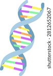 Isolated DNA Double Helix Structure Flat Design Illustration. High-quality raster illustration of a DNA double helix structure, isolated on a white background. This flat design graphic visualizes the genetic spiral with colored nucleotide base pairs (adenine, thymine, cytosine, guanine) and sugar-phosphate backbones. Perfect for molecular biology infographics, science educational materials, and biochemistry presentations. JPG format.
